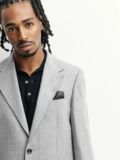 Next Light Grey Tailored Fit Wool Blend Puppytooth Suit Jacket Online