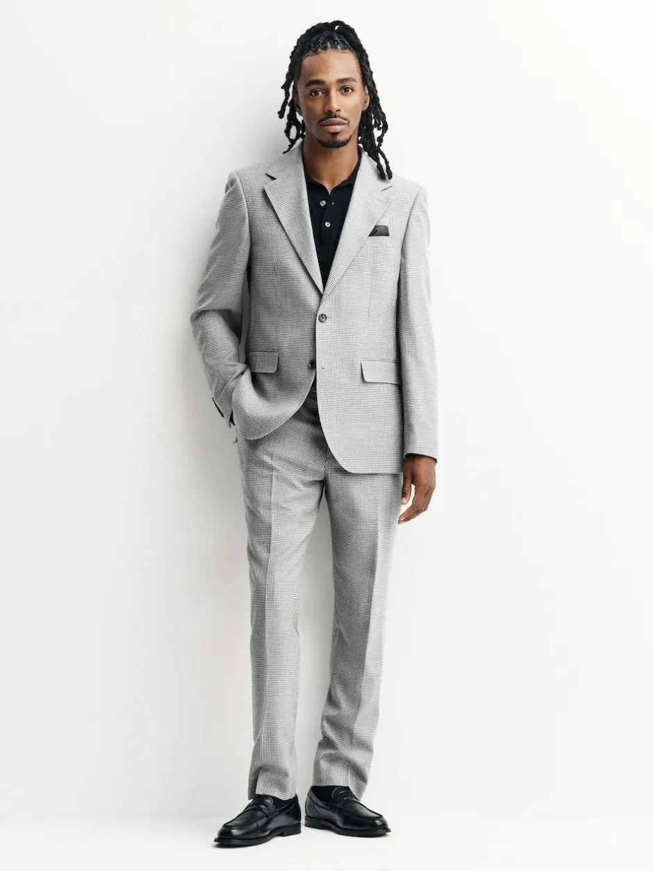 Next Light Grey Tailored Fit Wool Blend Puppytooth Suit Jacket Online