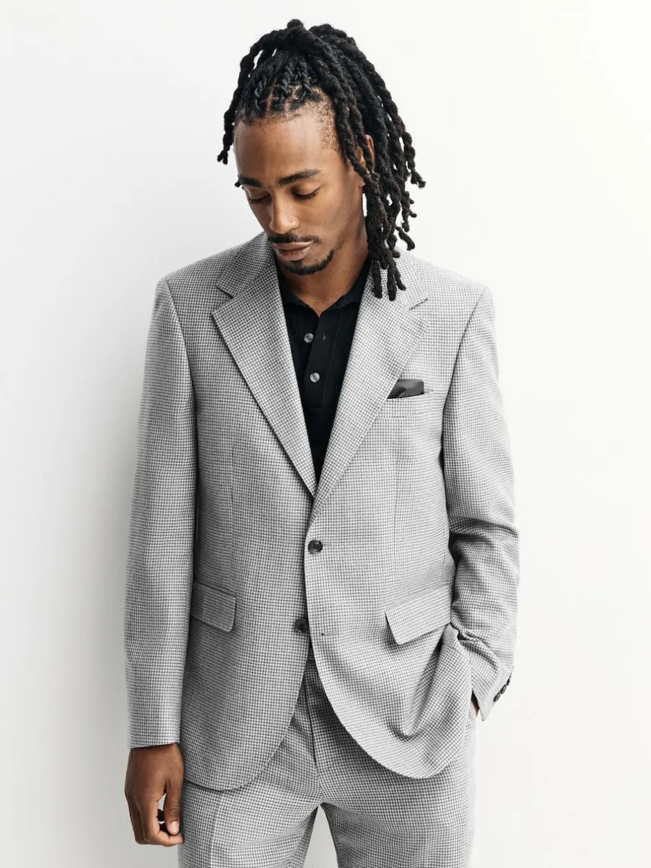 Next Light Grey Tailored Fit Wool Blend Puppytooth Suit Jacket Online