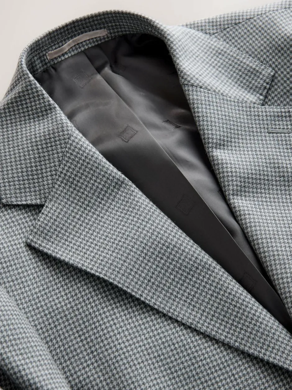 Next Light Grey Tailored Fit Wool Blend Puppytooth Suit Jacket Online