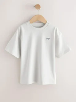 Next Short Sleeve Logo Chest Graphic T-Shirts 4 Pack (3-16yrs) Light Grey/Brown/Dark Grey/Green Sale