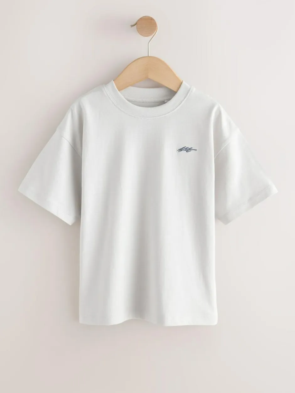 Next Short Sleeve Logo Chest Graphic T-Shirts 4 Pack (3-16yrs) Light Grey/Brown/Dark Grey/Green Sale