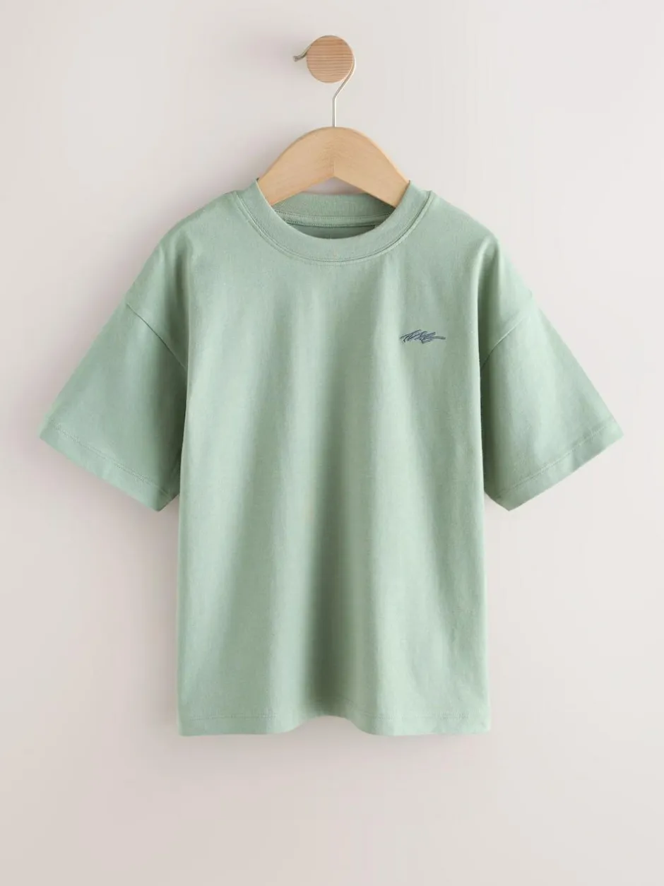 Next Short Sleeve Logo Chest Graphic T-Shirts 4 Pack (3-16yrs) Light Grey/Brown/Dark Grey/Green Sale