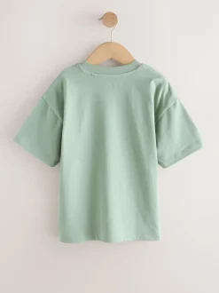 Next Short Sleeve Logo Chest Graphic T-Shirts 4 Pack (3-16yrs) Light Grey/Brown/Dark Grey/Green Sale