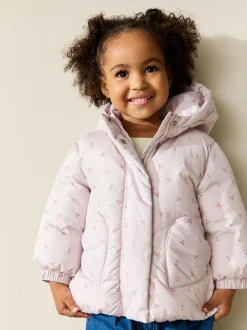 Next Shower Resistant Printed Coat (3mths-7yrs) Light Pink Cherry Outlet