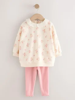 Next Light Pink Ditsy Floral Collar Sweatshirt and Leggings Set (3mths-7yrs) Discount