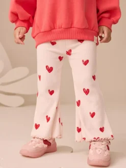 Next Light Pink Heart Rib Flare Leggings (3mths-7yrs) Discount