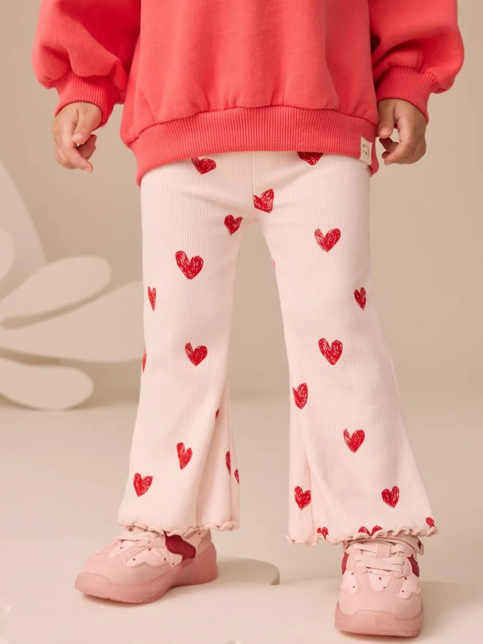 Next Light Pink Heart Rib Flare Leggings (3mths-7yrs) Discount