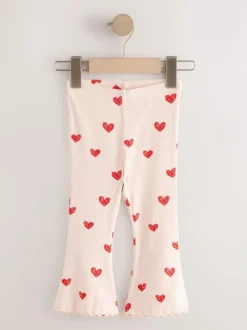 Next Light Pink Heart Rib Flare Leggings (3mths-7yrs) Discount