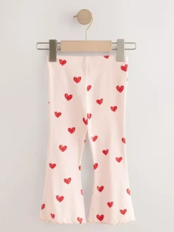 Next Light Pink Heart Rib Flare Leggings (3mths-7yrs) Discount