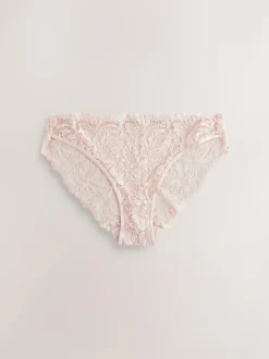 Next Light Pink High Leg Ultimate Comfort Lace Knickers 2 Pack Sale
