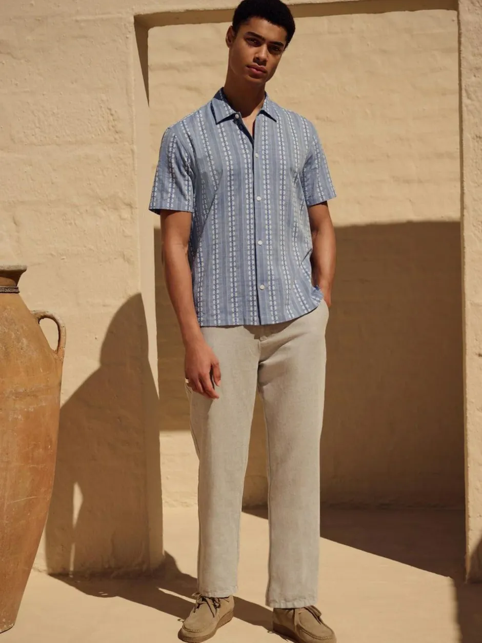 Next Regular Fit Cotton Linen Twill Chino Trousers Light Stone Clearance