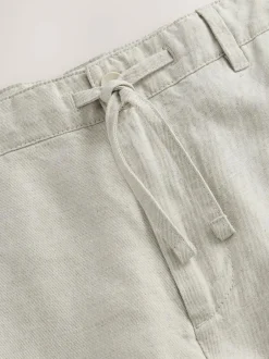 Next Regular Fit Cotton Linen Twill Chino Trousers Light Stone Clearance