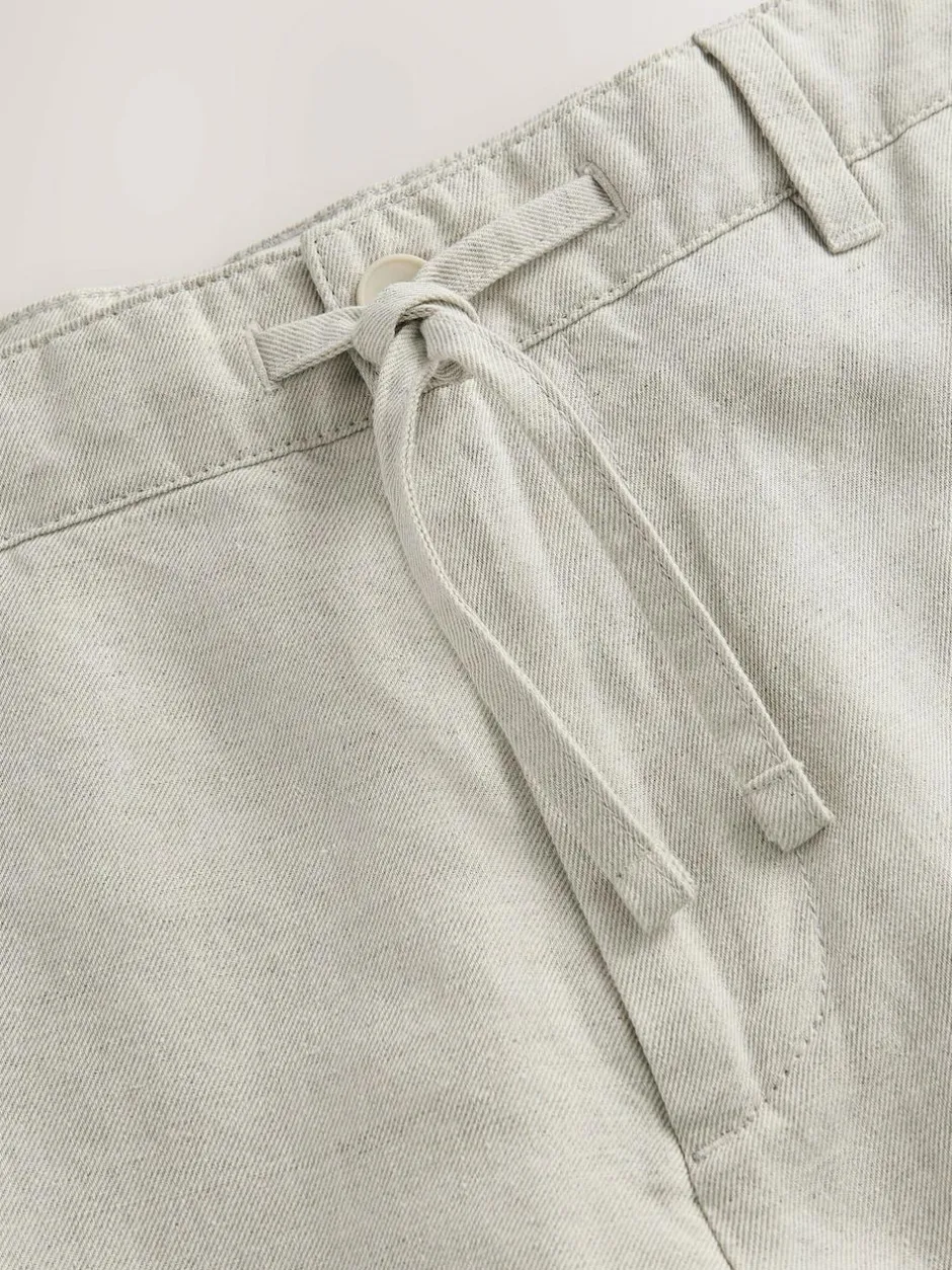 Next Regular Fit Cotton Linen Twill Chino Trousers Light Stone Clearance