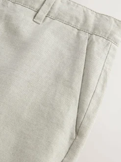 Next Regular Fit Cotton Linen Twill Chino Trousers Light Stone Clearance