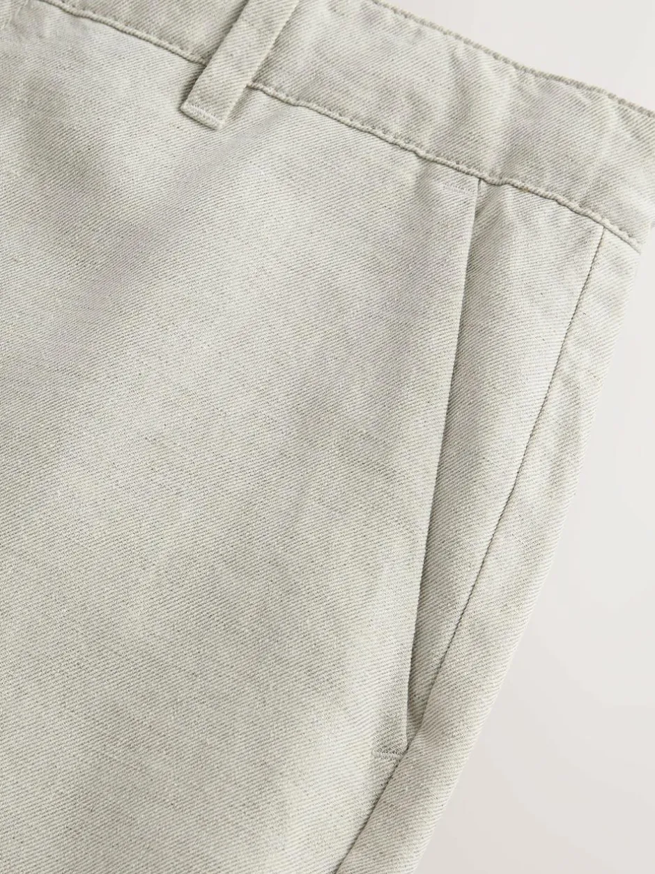 Next Regular Fit Cotton Linen Twill Chino Trousers Light Stone Clearance
