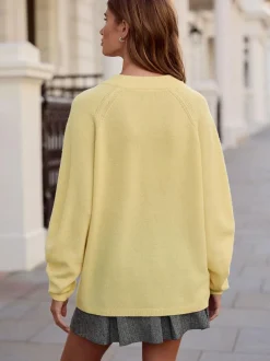 Next Light Yellow N.Premium 100% Merino Wool V-Neck Jumper Clearance