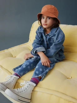 Next Lightwash Polka Dot Barrel Jeans (3-16yrs) New