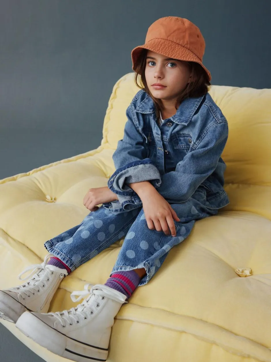 Next Lightwash Polka Dot Barrel Jeans (3-16yrs) New
