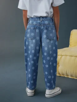 Next Lightwash Polka Dot Barrel Jeans (3-16yrs) New