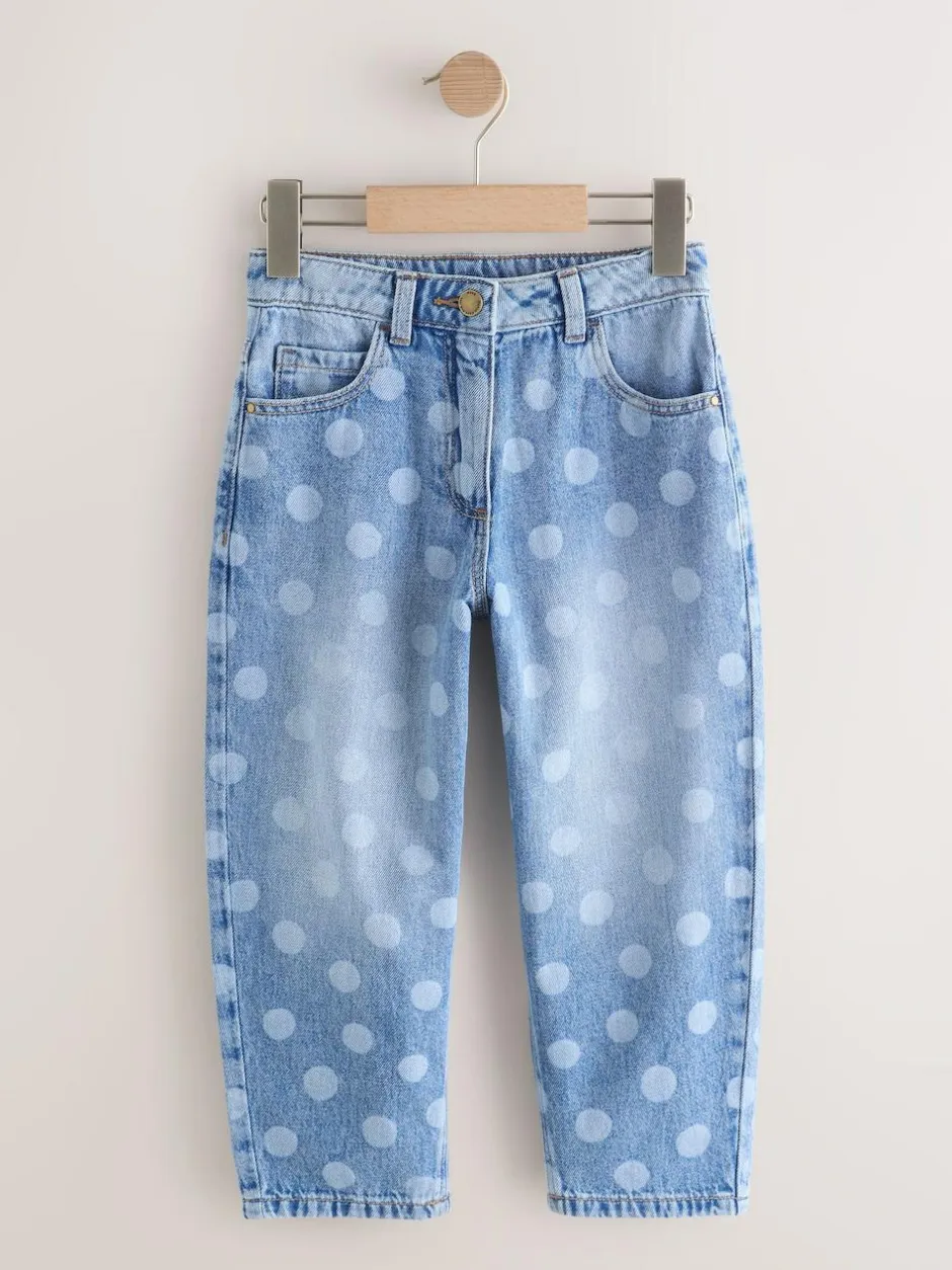 Next Lightwash Polka Dot Barrel Jeans (3-16yrs) New