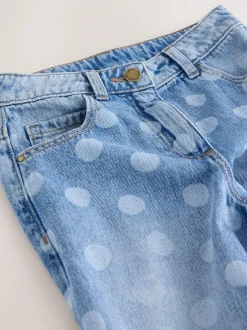 Next Lightwash Polka Dot Barrel Jeans (3-16yrs) New