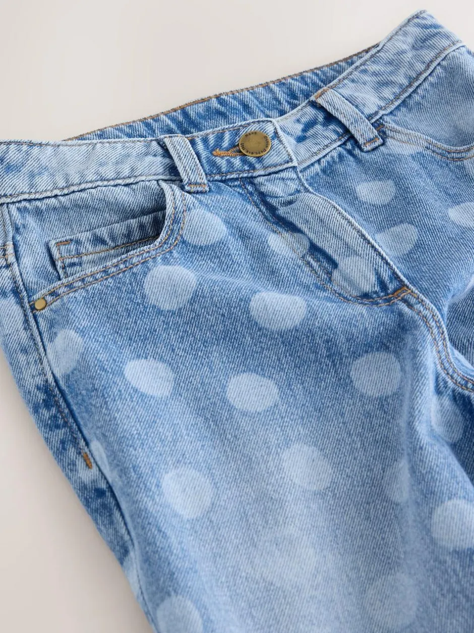 Next Lightwash Polka Dot Barrel Jeans (3-16yrs) New