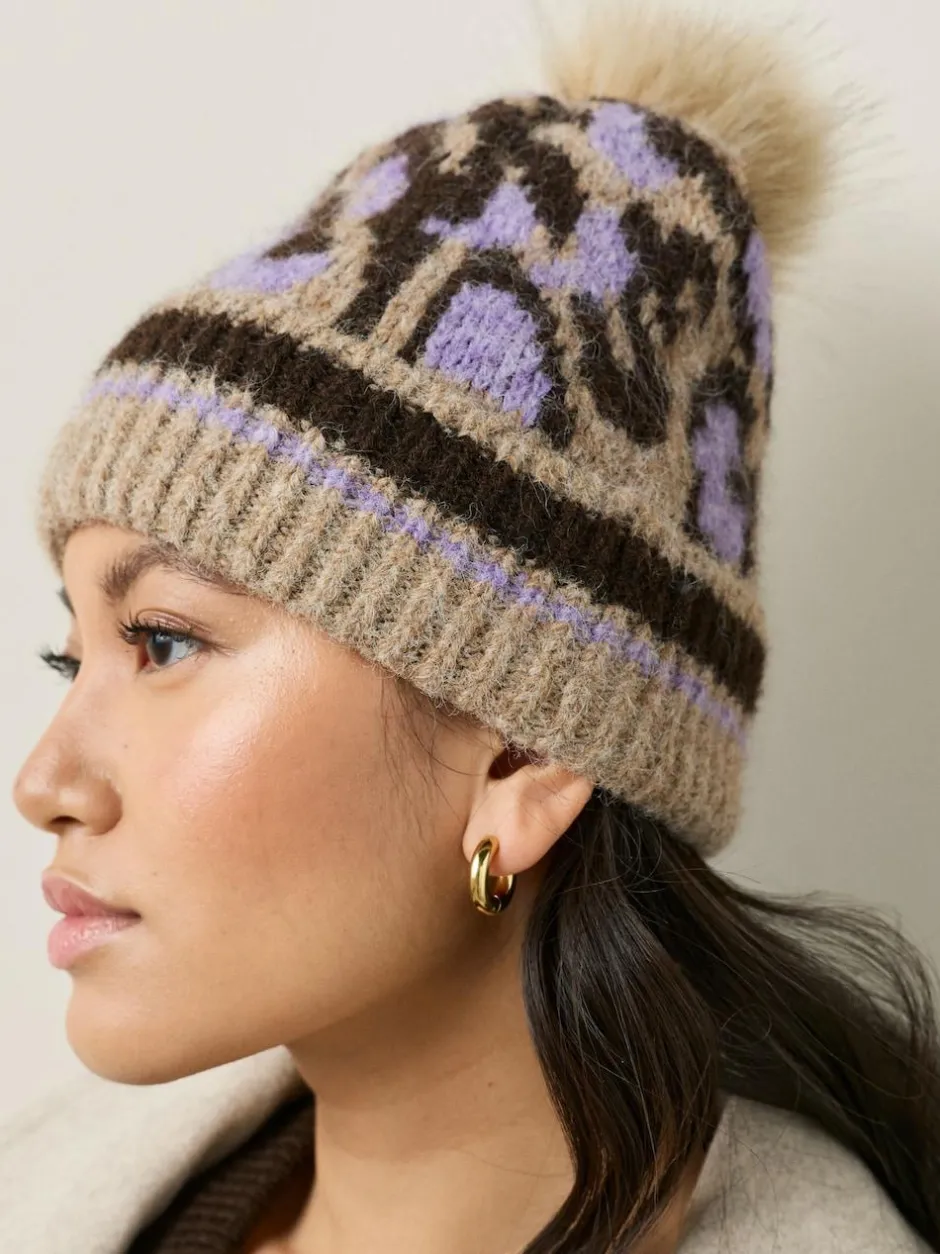 Next Knitted Pom Hat Lilac Animal