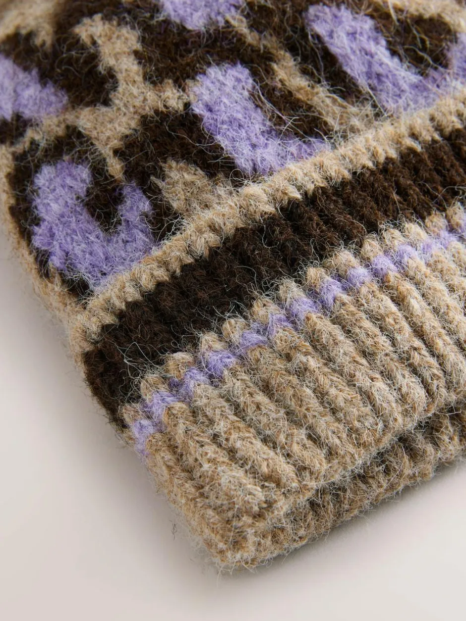 Next Knitted Pom Hat Lilac Animal