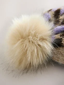 Next Knitted Pom Hat Lilac Animal