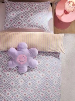 Next Duvet Cover and Pillowcase Set Lilac Flower Checkerboard Clearance