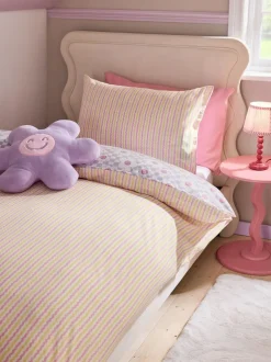 Next Duvet Cover and Pillowcase Set Lilac Flower Checkerboard Clearance