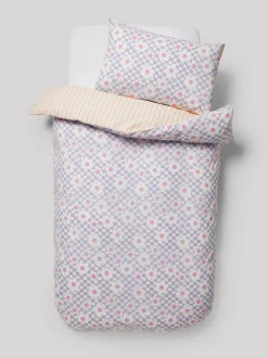 Next Duvet Cover and Pillowcase Set Lilac Flower Checkerboard Clearance