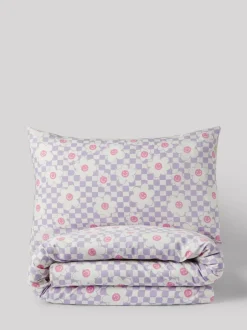 Next Duvet Cover and Pillowcase Set Lilac Flower Checkerboard Clearance