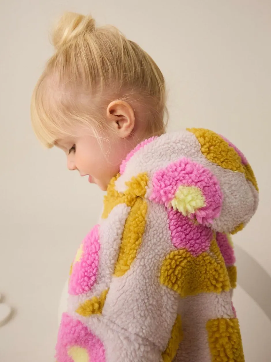 Next Zip Through Fleece (3mths-7yrs) Lilac Flower Print Clearance