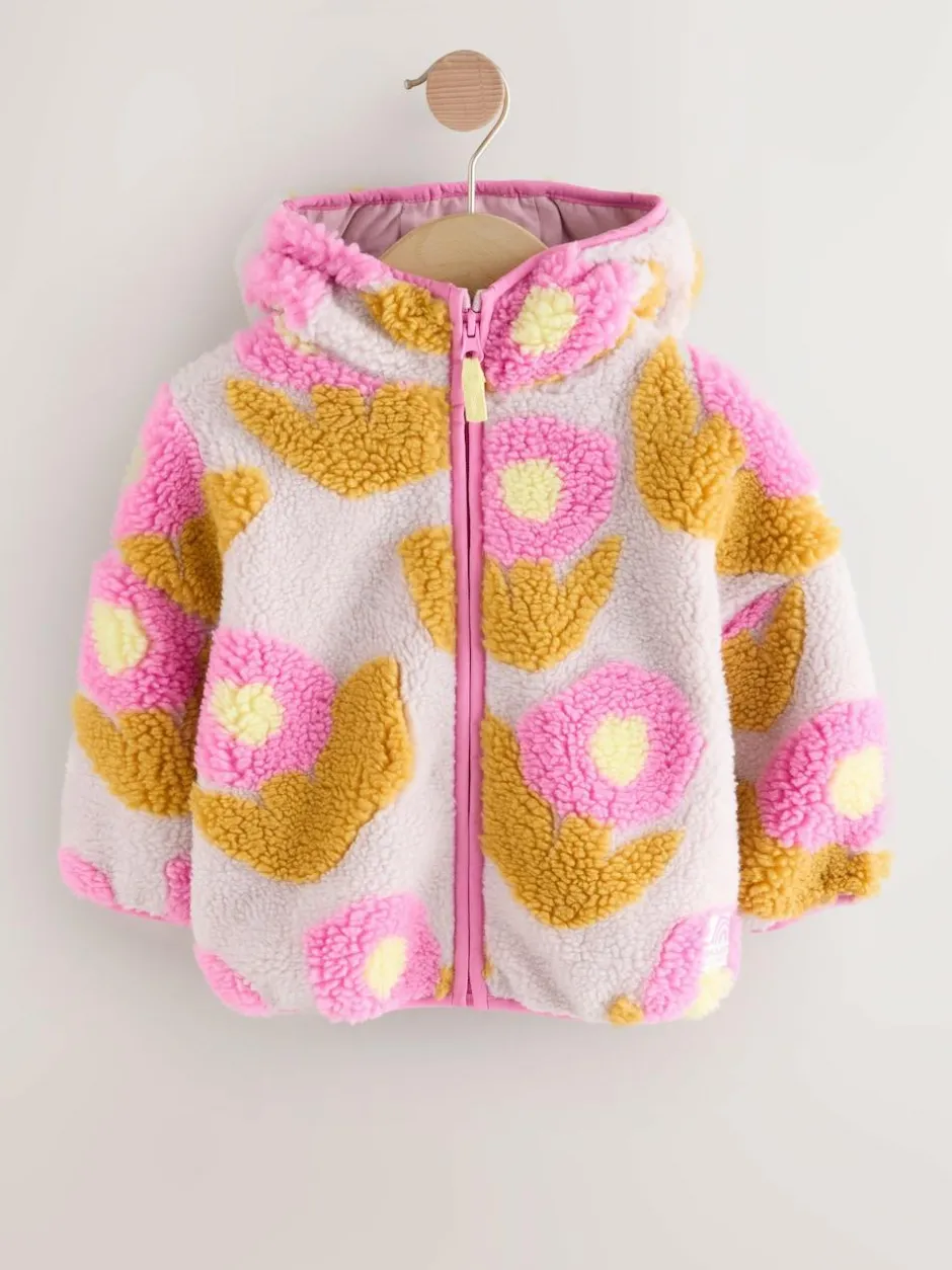 Next Zip Through Fleece (3mths-7yrs) Lilac Flower Print Clearance