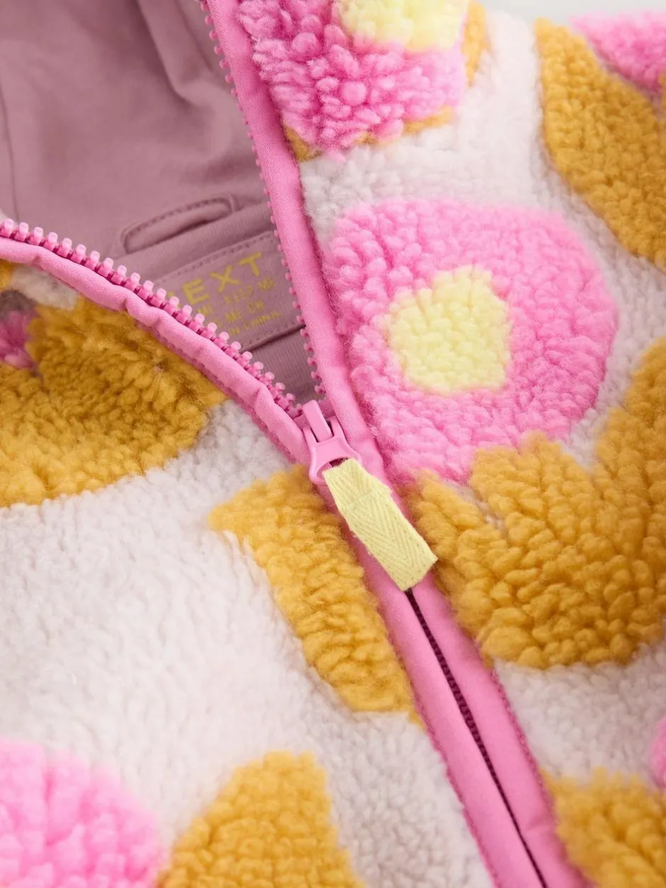 Next Zip Through Fleece (3mths-7yrs) Lilac Flower Print Clearance