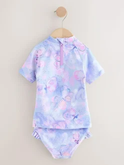Next Short Sleeved Sunsafe Swim Set (3mths-10yrs) Lilac Purple Butterfly Foil New