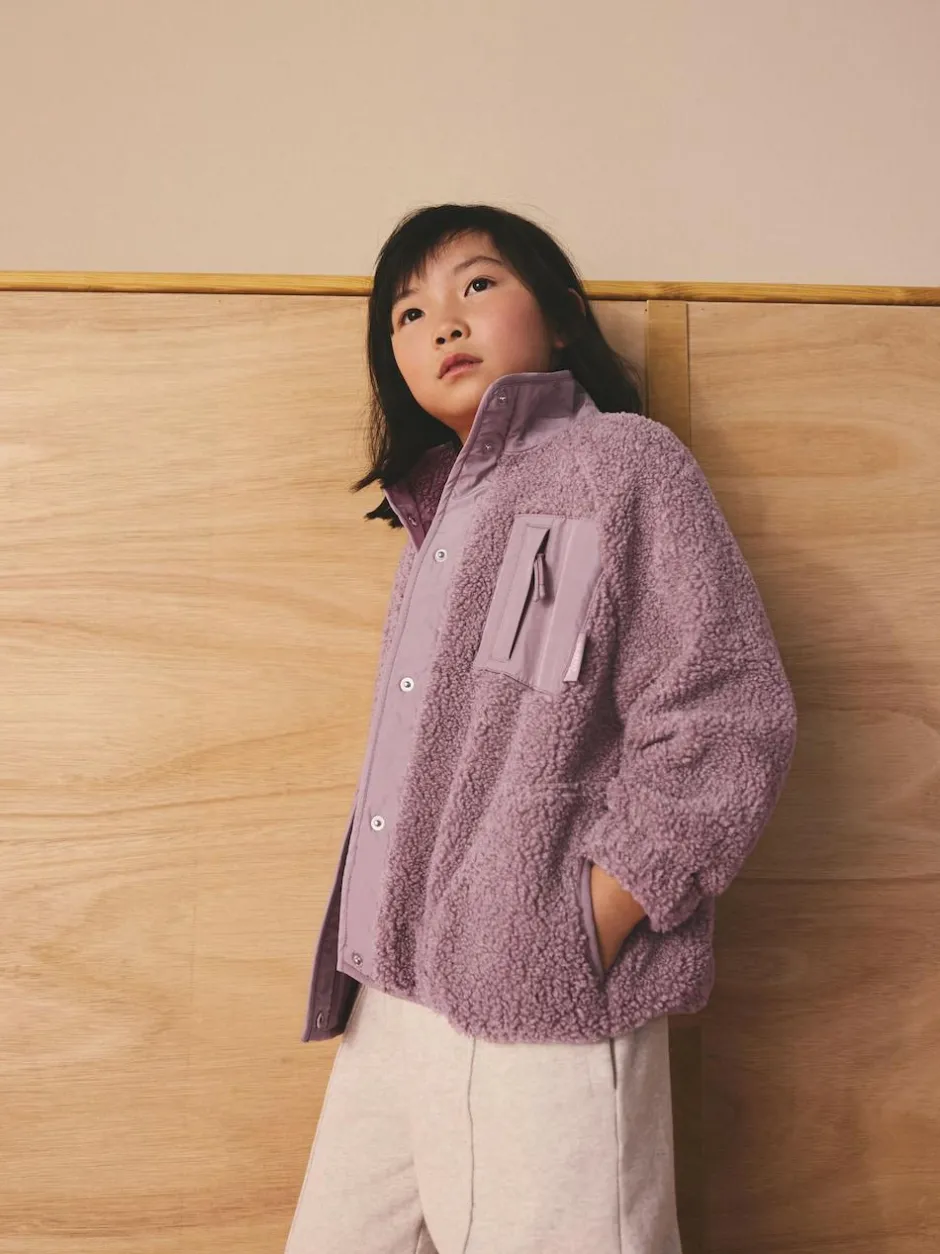 Next Button Up Fleece Jacket (3-16yrs) Lilac Purple Sale