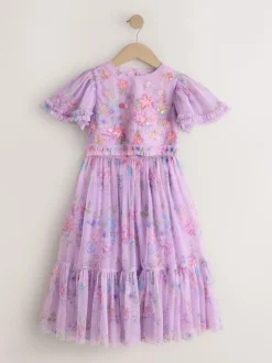 Next Lilac Purple Floral Embellished Top and Skirt Lehenga Set (3-16yrs) Hot