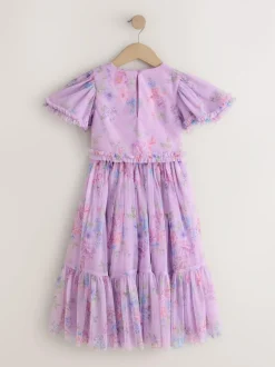 Next Lilac Purple Floral Embellished Top and Skirt Lehenga Set (3-16yrs) Hot