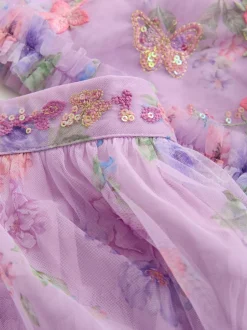 Next Lilac Purple Floral Embellished Top and Skirt Lehenga Set (3-16yrs) Hot