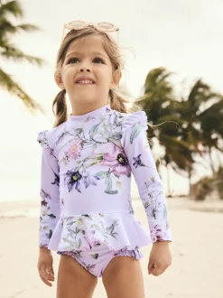 Next Sunsafe Swim Set (3mths-7yrs) Lilac Purple Floral Discount