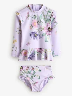 Next Sunsafe Swim Set (3mths-7yrs) Lilac Purple Floral Discount