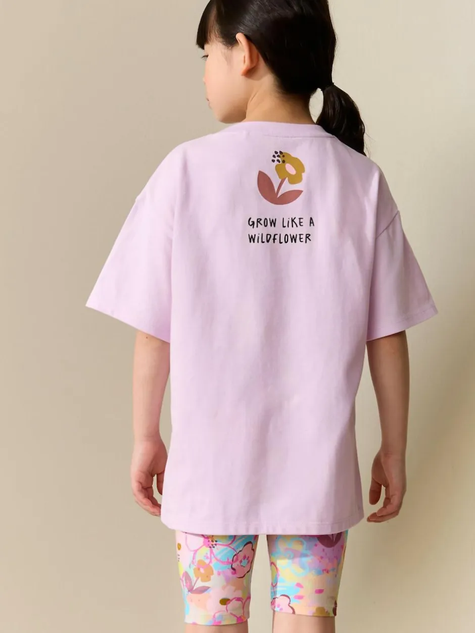 Next T-Shirt and Cycle Shorts Set (3-16yrs) Lilac Purple Floral Sale