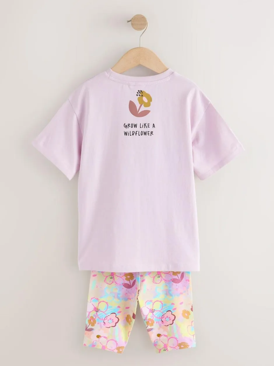 Next T-Shirt and Cycle Shorts Set (3-16yrs) Lilac Purple Floral Sale