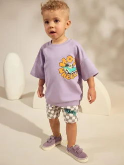 Next Lilac Purple Hot Wheels Check Short T-Shirt Set (9mths-8yrs) Best