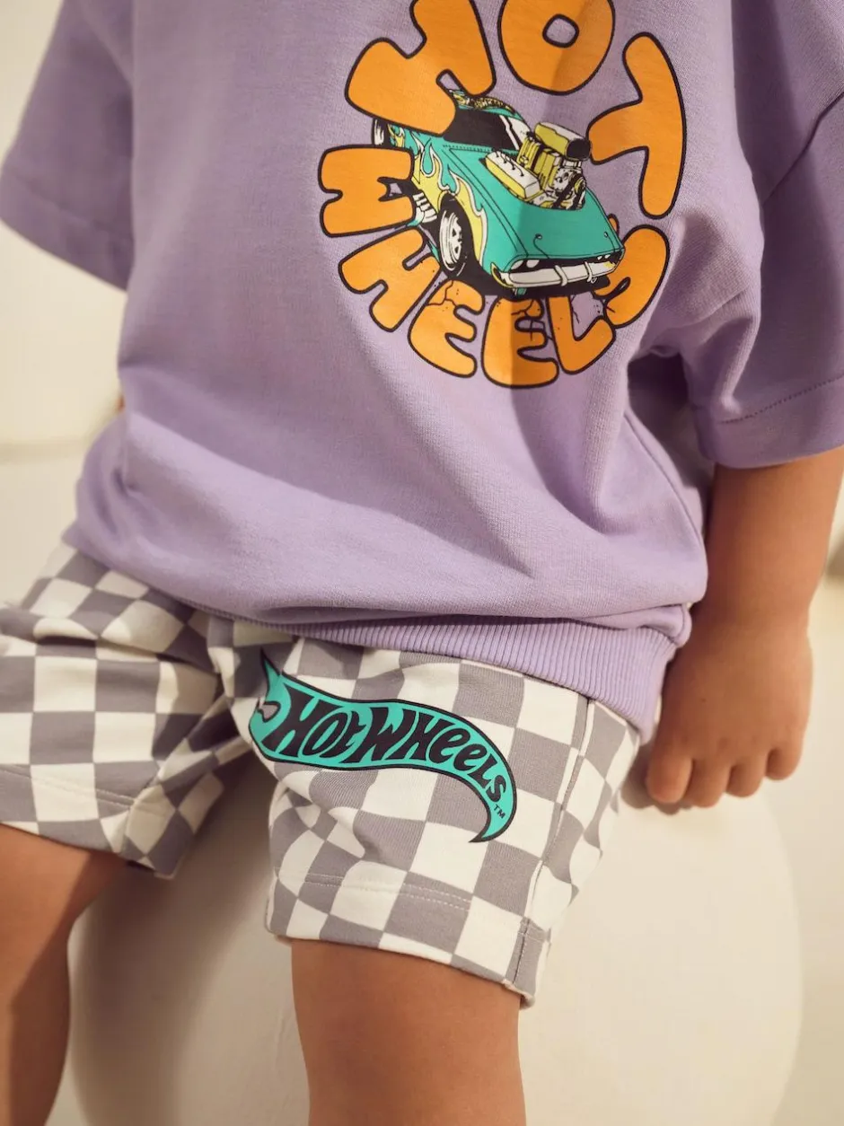 Next Lilac Purple Hot Wheels Check Short T-Shirt Set (9mths-8yrs) Best