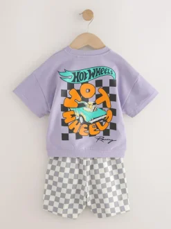 Next Lilac Purple Hot Wheels Check Short T-Shirt Set (9mths-8yrs) Best