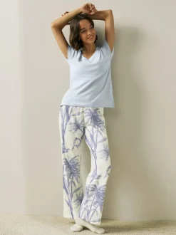 Next Short Sleeve Pyjamas Lilac Purple Palm Clearance
